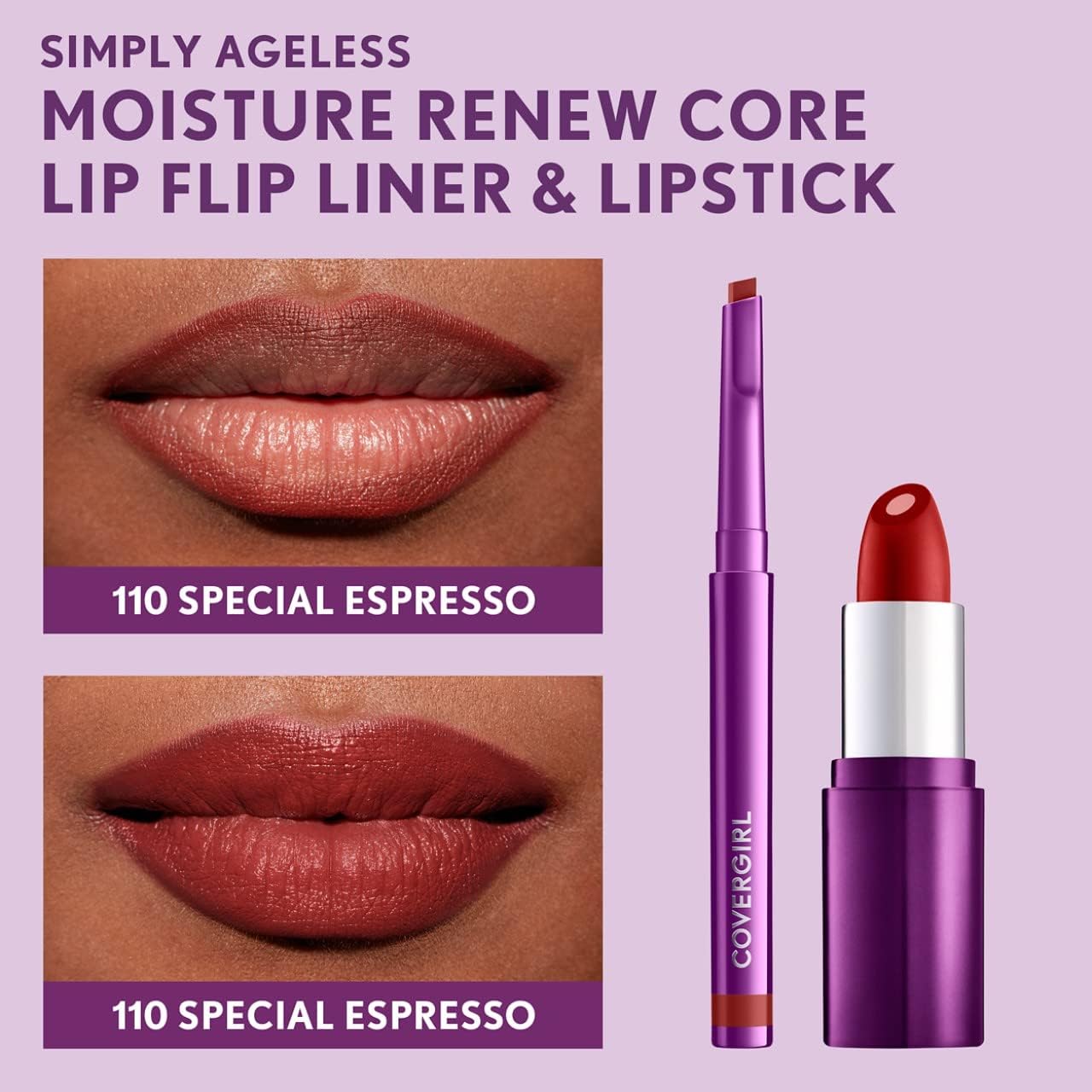 COVERGIRL Simply Ageless Lip Flip Liner in Loving Rose - 1 Pack | Anti-Aging Lip Liner for Smooth, Full Lips | Perfect for Everyday Wear & Special Occasions