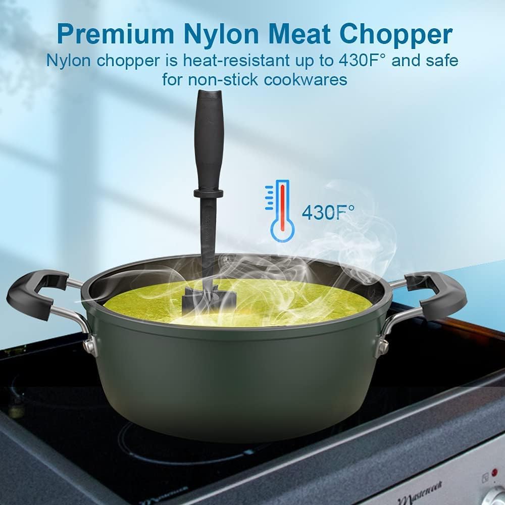 Premium Multifunctional Meat Chopper & Grinder - Heat-Resistant Kitchen Tool for Ground Beef, Turkey & Hamburger Meat | Perfect for Meal Prep, BBQ & Home Cooking