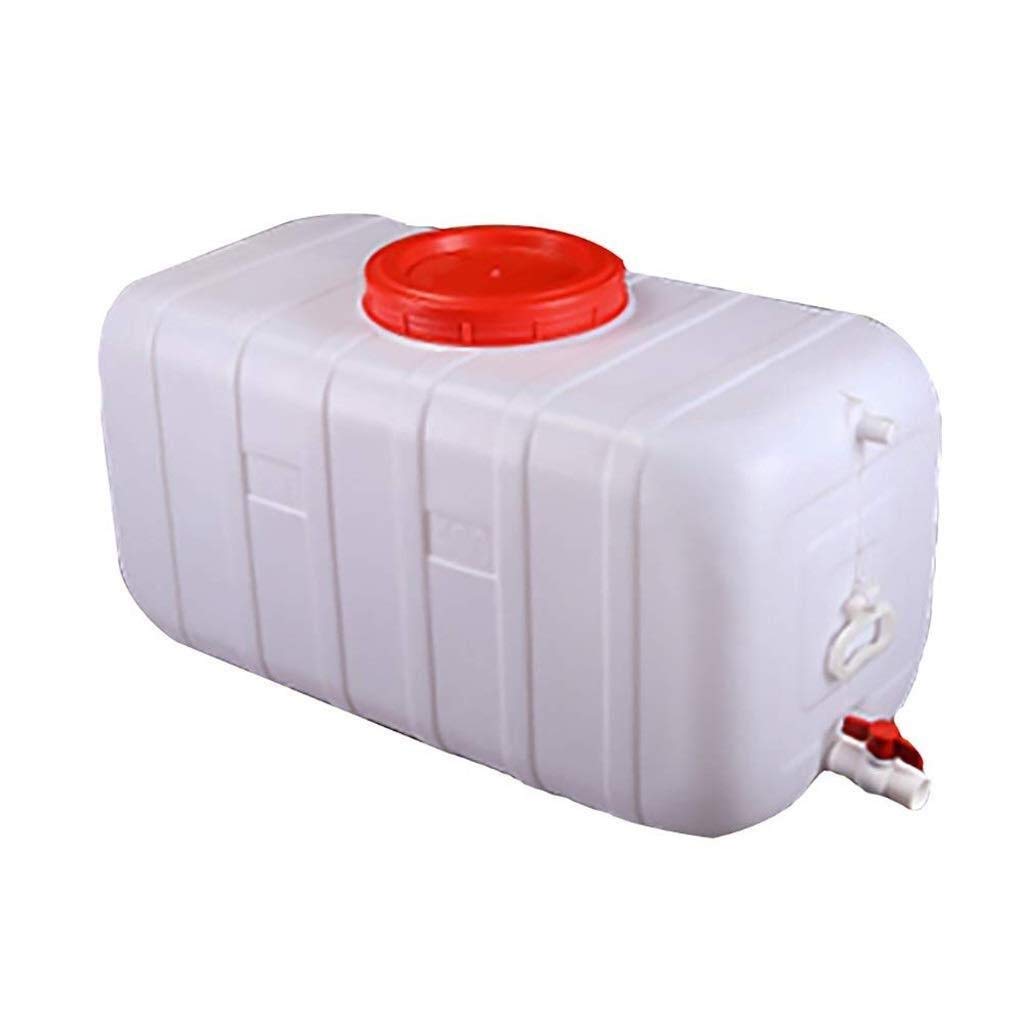 50L Large Capacity Food Grade Plastic Water Storage Tank with Tap - Horizontal Square Design for Emergency, Home, Camping & Car Use - Durable & Leak-Proof Water Container with Cover