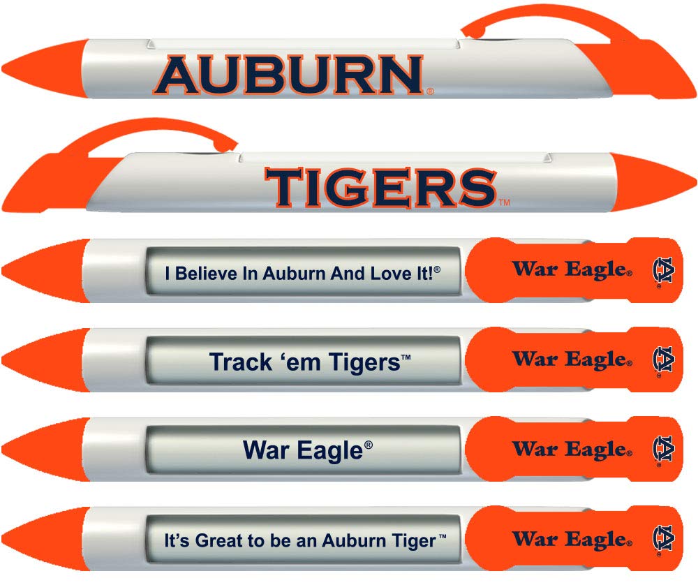 Auburn University Tigers Rotating Message Pens - 4 Pack Officially Licensed Collegiate Gift for Fans, Students & Alumni | Perfect for Game Days, Graduation & School Spirit Events