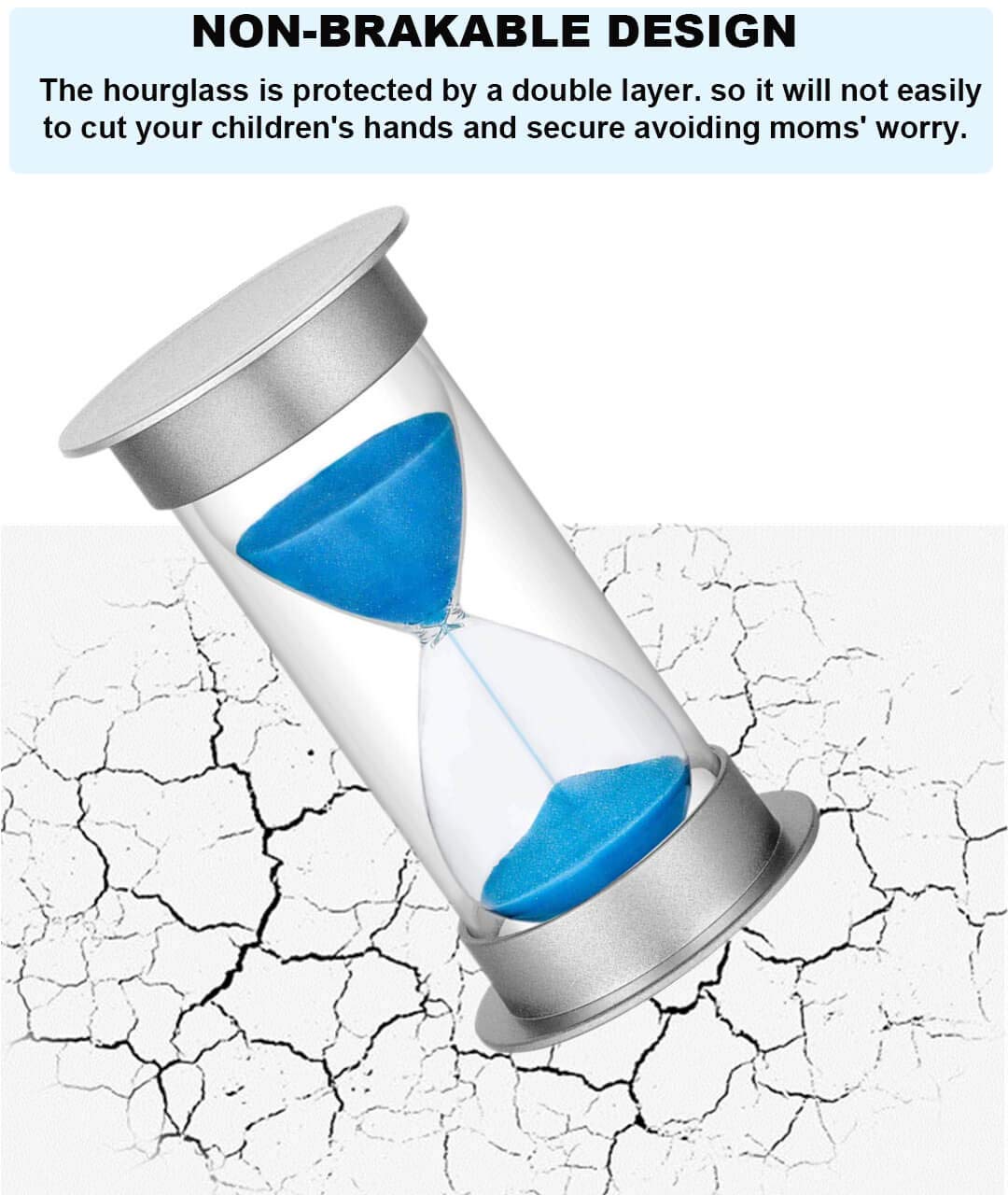 3 Minute Sand Timer - Large Plastic Hourglass for Kids, Games, Classroom & Kitchen | Blue Decorative Sand Clock for Time Management & Learning Activities
