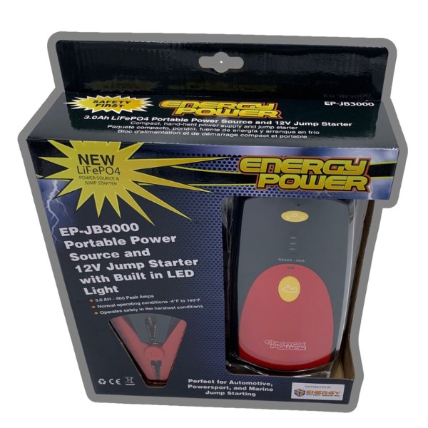 Energy Powr Car Battery Jump Starter - 2000A Peak LIFEPo4 Power Bank with USB Ports for Emergency Vehicle Jump Start | Perfect for Roadside Emergencies, Camping Trips & Winter Car Care