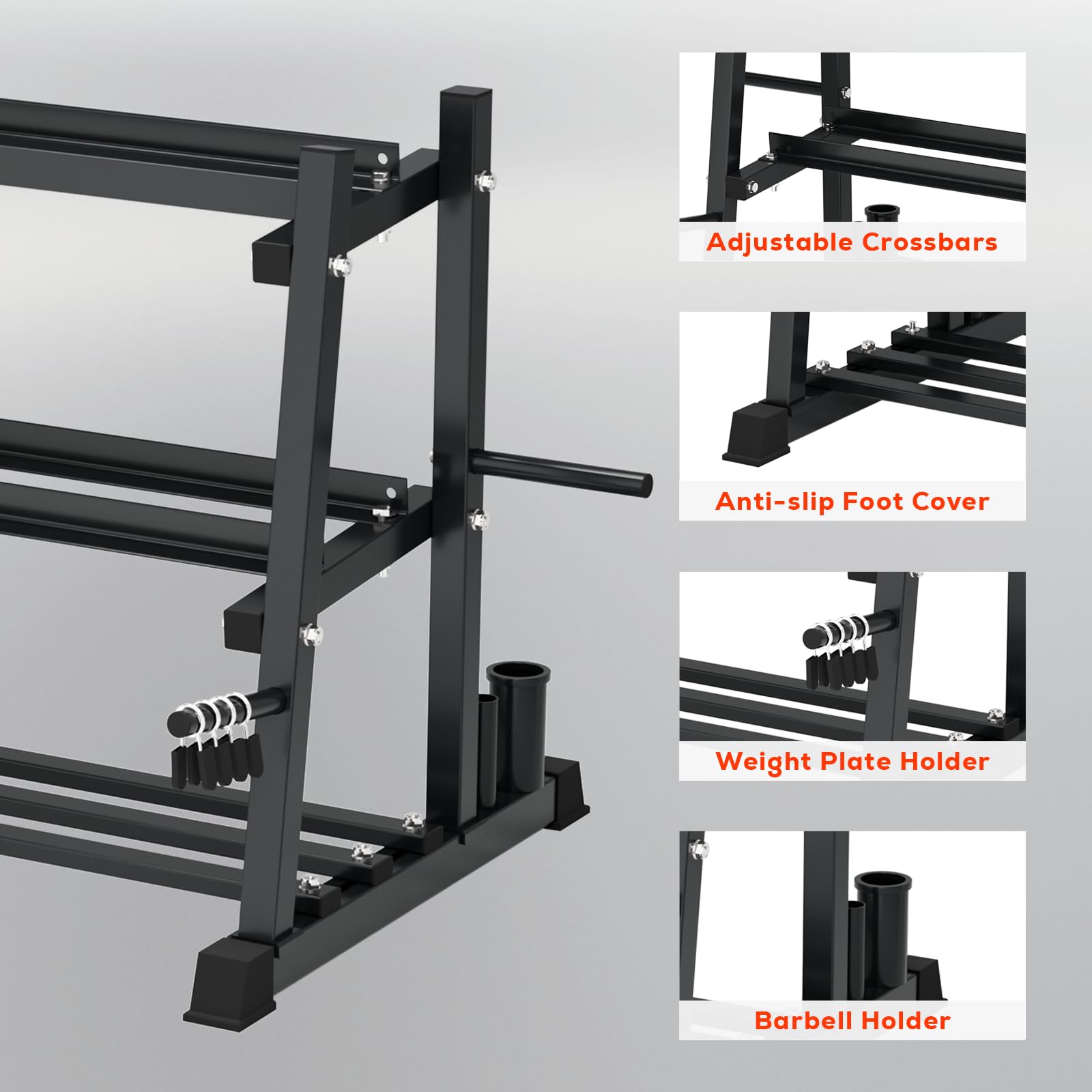 Yes4All 1100 lbs Capacity Dumbbell Rack Stand - Heavy Duty Steel Weight Storage Rack for Dumbbells, Kettlebells & Weight Plates - Space Saving Home Gym Equipment for Strength Training & Workout Organization