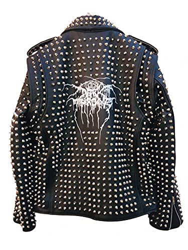 Men's Punk Style Heavy Metal Studded Real Leather Jacket - 3XL Black | Biker Jacket for Motorcycle Riding, Rock Concerts & Gothic Fashion