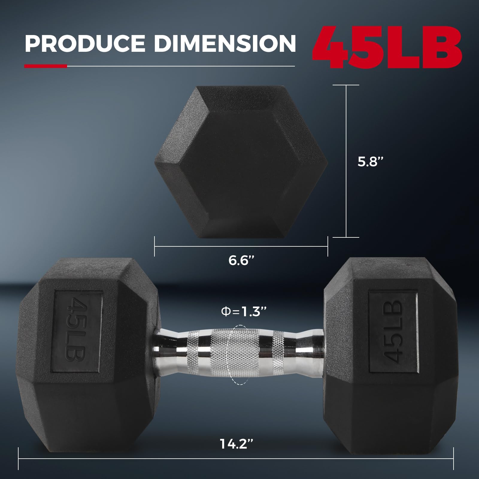 RitFit 5-300LBS Rubber Encased Hex Dumbbell Set with Optional Rack - Home Gym Strength Training Equipment, Coated Hand Weights for Workouts, Fitness & Weightlifting - Perfect for Home Gym, CrossFit & Personal Training