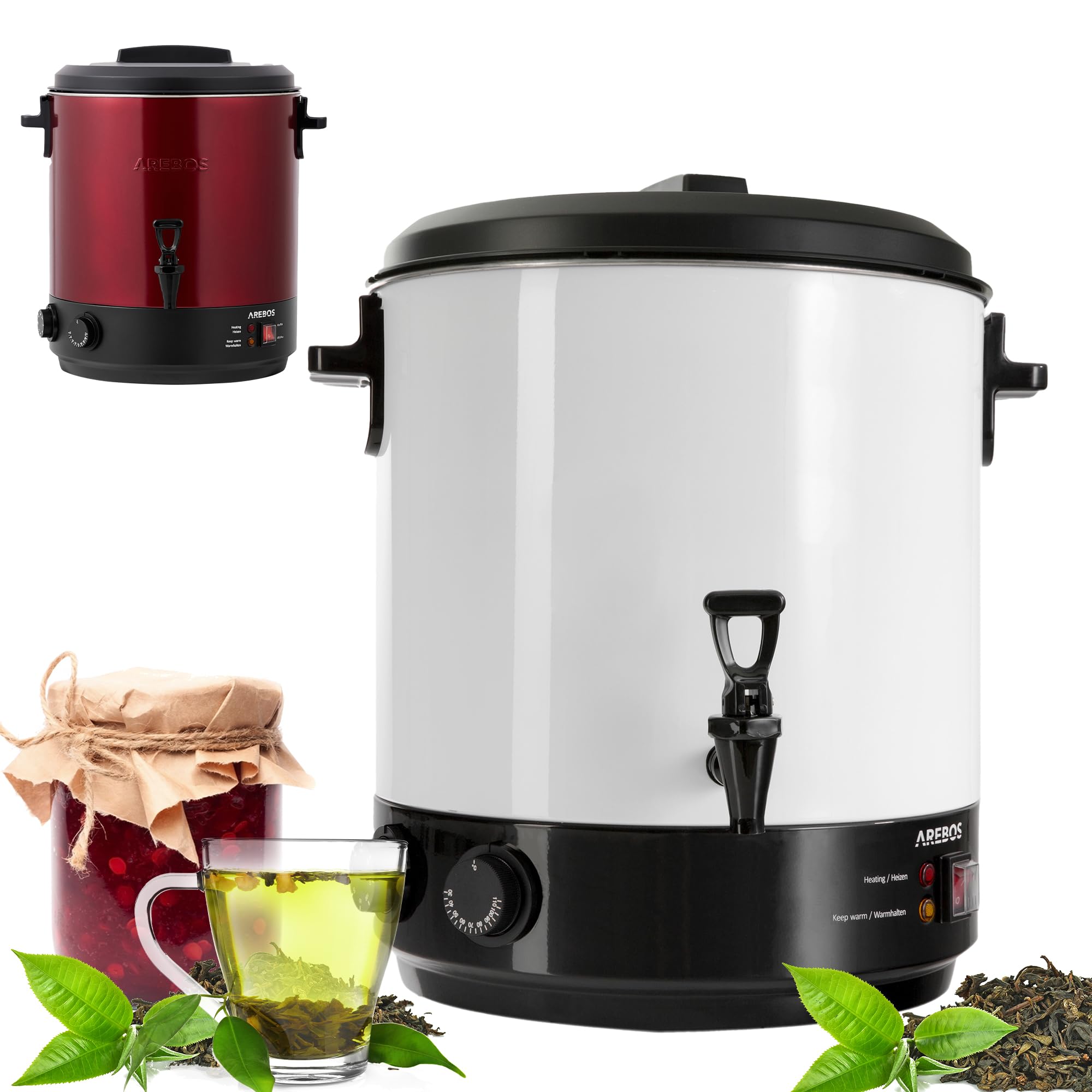 Arebos Electric Water Bath Canner with Thermostat & Timer - 7.4 Gallon (28L) 1800W Home Food Preserver for Canning Jars, Pickling, Jam Making & More - Perfect for Homemade Preserves, Sauces & DIY Gifts