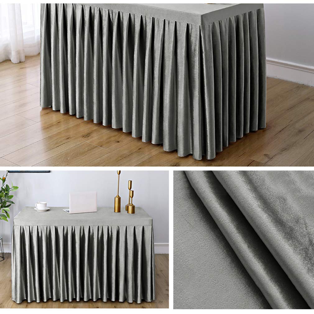 Premium Velvet Rectangle Tablecloth - Stain Resistant & Washable Conference Table Cover with Skirt for Office, Business Meetings & Exhibitions | Durable Table Protector for Formal Events & Professional Settings