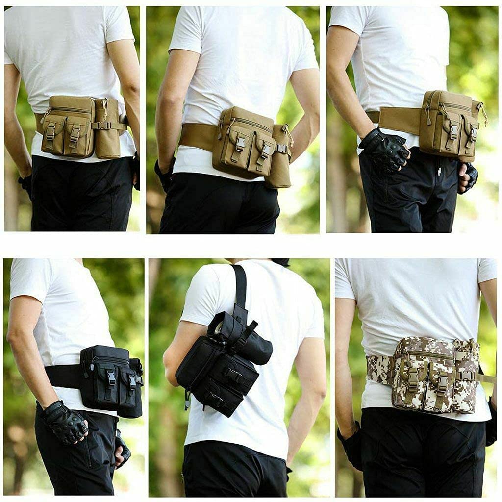 Tactical Fanny Pack Waist Bag - Military Hip Belt for Outdoor Hiking, Fishing & Mountaineering - Durable & Water Resistant (Black) - Perfect for Camping, Travel & Everyday Use