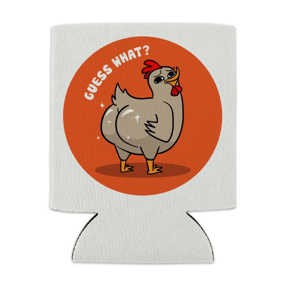 Guess What Chicken Butt Funny Can Cooler - Insulated Collapsible Drink Sleeve for Beer & Soda - Perfect for Parties, BBQs & Outdoor Adventures