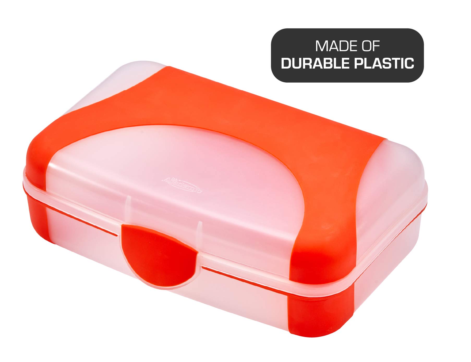 Durable Hard Plastic Pencil Case with Latch - 2-Pack Kids School Supplies for Pencils, Pens, Markers & Crayons (Pink & Orange) - Perfect for Classroom, Homework & Art Projects