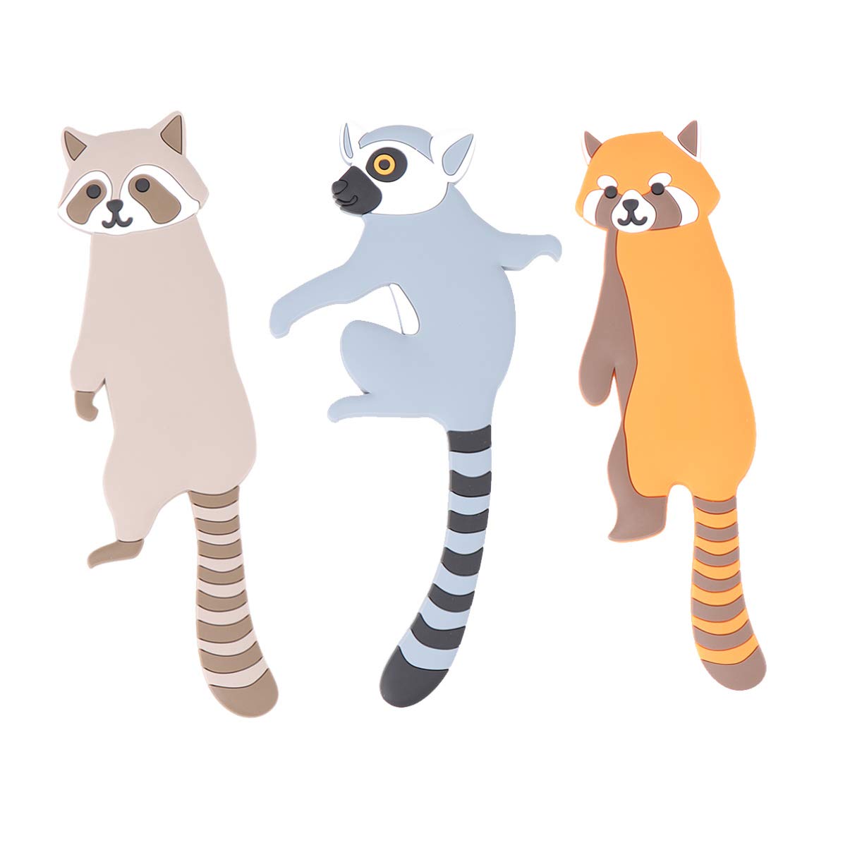 Garneck 3-Pack Self-Adhesive Wall Hooks - Removable Over The Door Hangers with Cute Raccoon Cat Design for Coats, Keys & Kitchen Storage | Perfect for Small Space Organization in Bathroom, Bedroom or Entryway