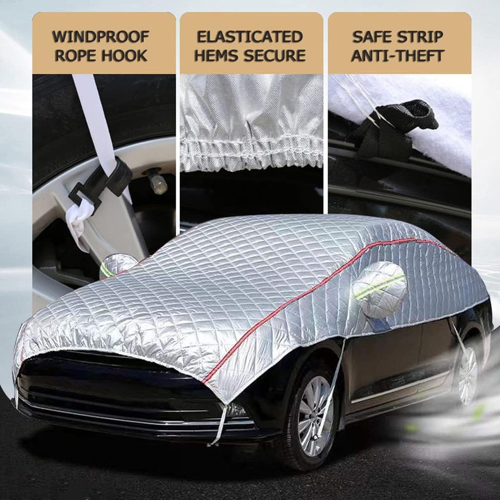 Waterproof Anti-Hail Car Cover for Cupra Formentor SUV - All Weather Windproof Half Top Cover for Outdoor Protection Against Ice, Snow & Hail - Perfect for Winter Storage & Extreme Weather Parking