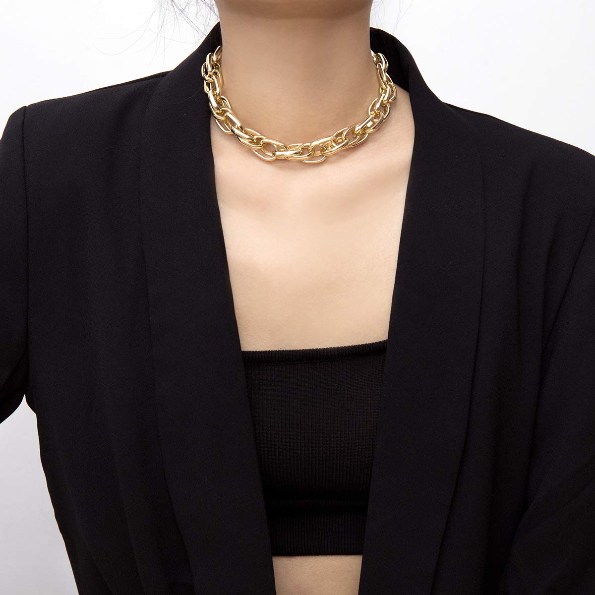 Chunky Cuban Link Chain Necklace for Women - Punk Exaggerated Miami Style Choker Jewelry | Perfect for Layering, Parties, and Bold Fashion Statements