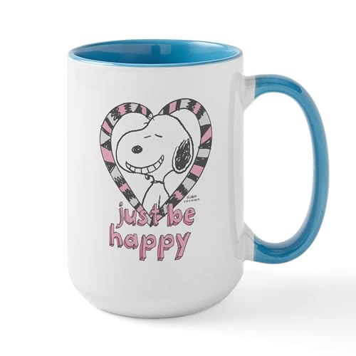 White/Blue Inside - Snoopy Just Be Happy Mugs