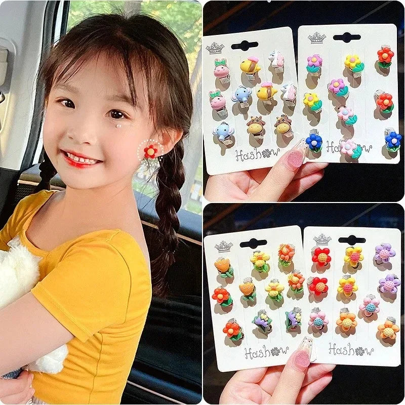10pcs Cute Girls Earrings Set - Dainty Stud & Hoop Earrings for Teens & Women - Perfect for School, Party & Everyday Wear