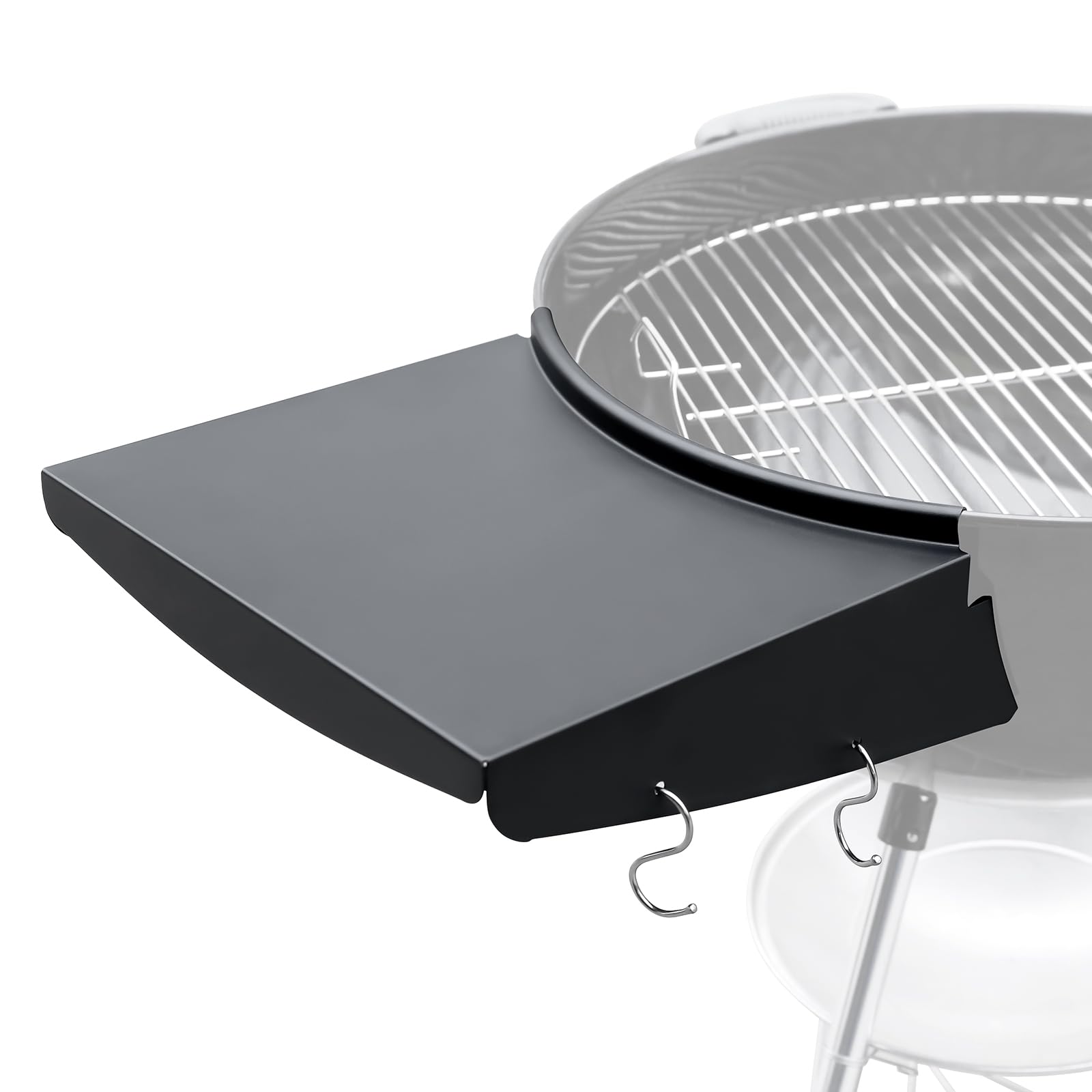 QuliMetal 22 Inch Grill Side Table Shelf for Weber Kettle Grills - Replacement for Weber Master Touch & Original Charcoal Grill - Heavy Duty Steel BBQ Accessories for Outdoor Cooking, Backyard Parties & Camping