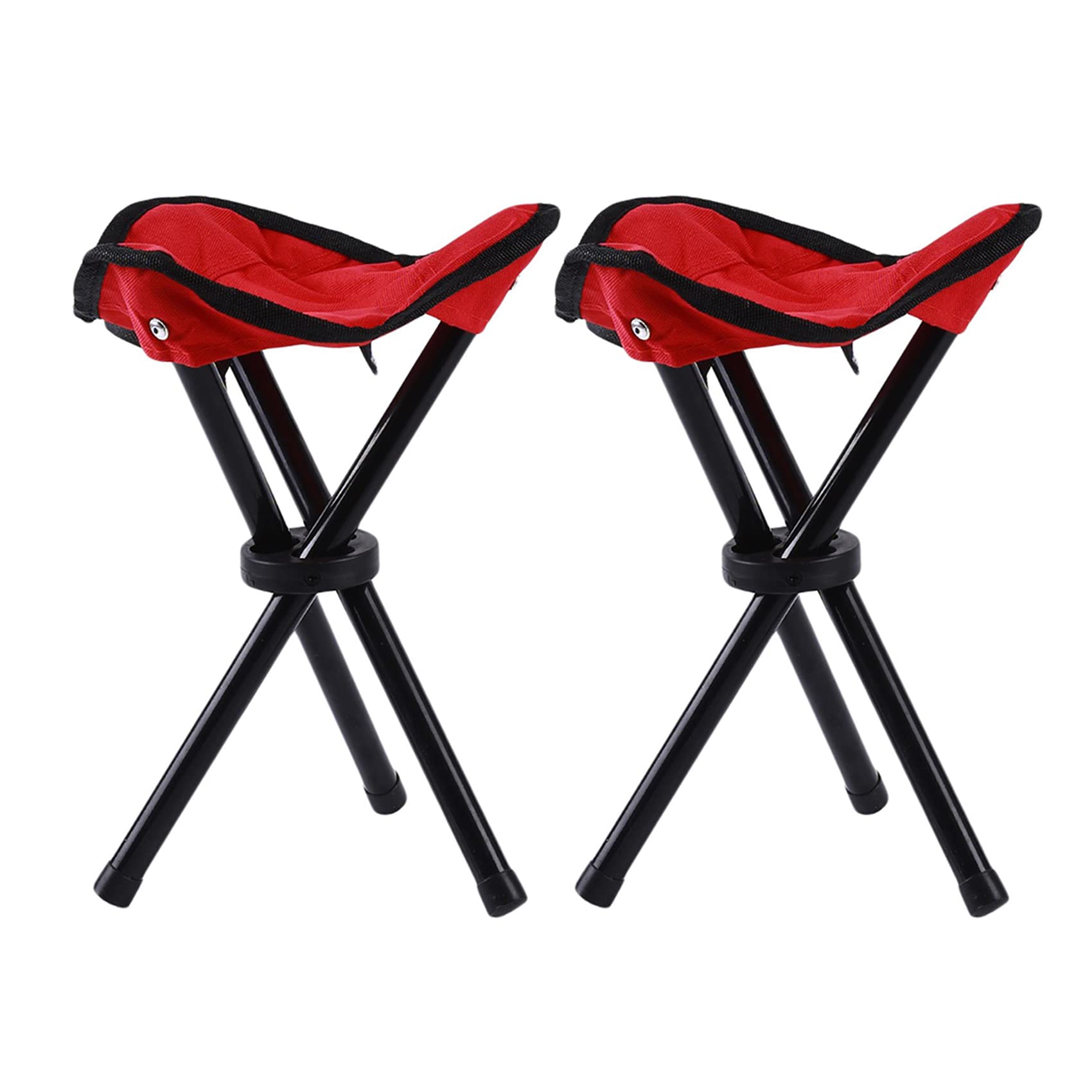Firecolor Portable Triangle Chair - Lightweight 3 Legged Folding Stool for Outdoor Hiking, Camping, Fishing & Beach (Set of 2 Red Stools) - Perfect for Backpacking, Picnics & Tailgating