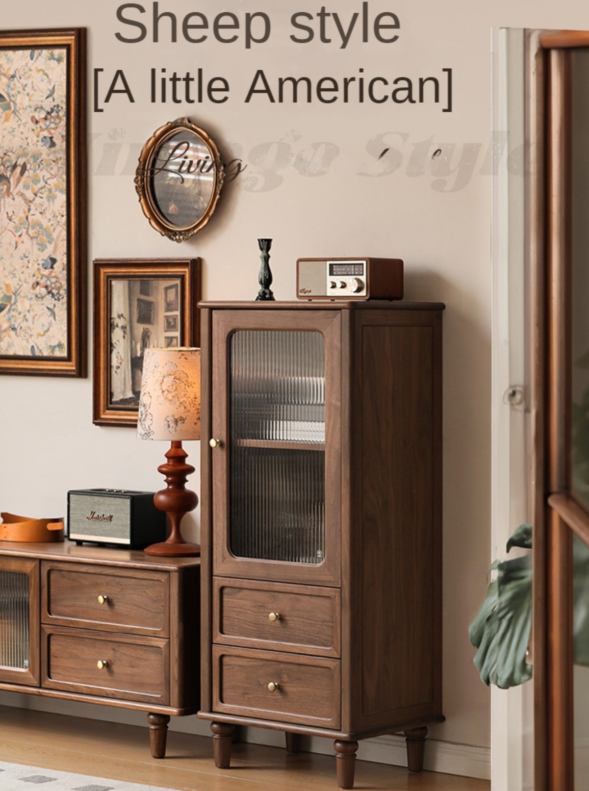 Solid Black Walnut Wood American Retro Locker Side Cabinet - Vintage Storage for Bedroom, Living Room & Office