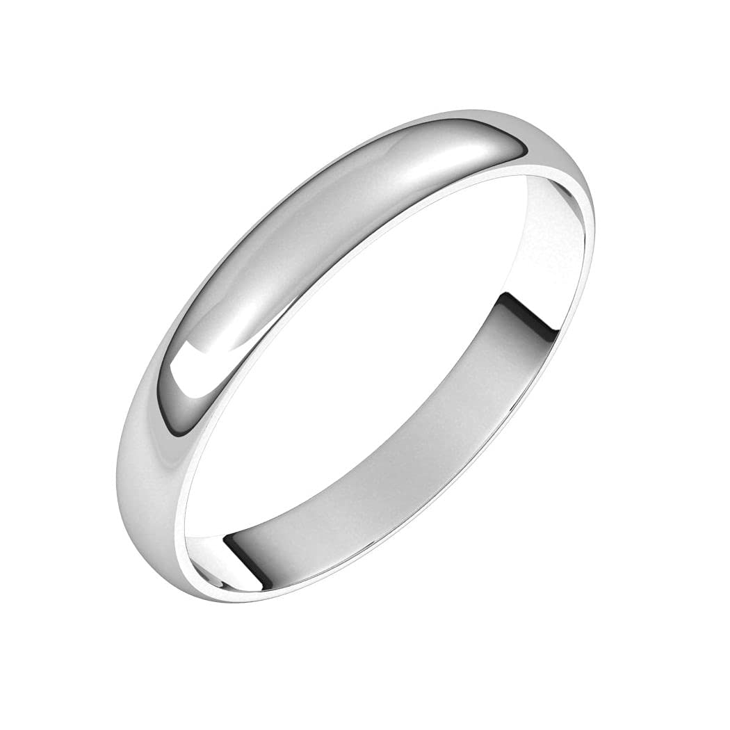 14K White Gold 3mm Half Round Lightweight Band Ring for Women - Size 4-10 - Perfect for Everyday Wear, Anniversary & Wedding Gifts