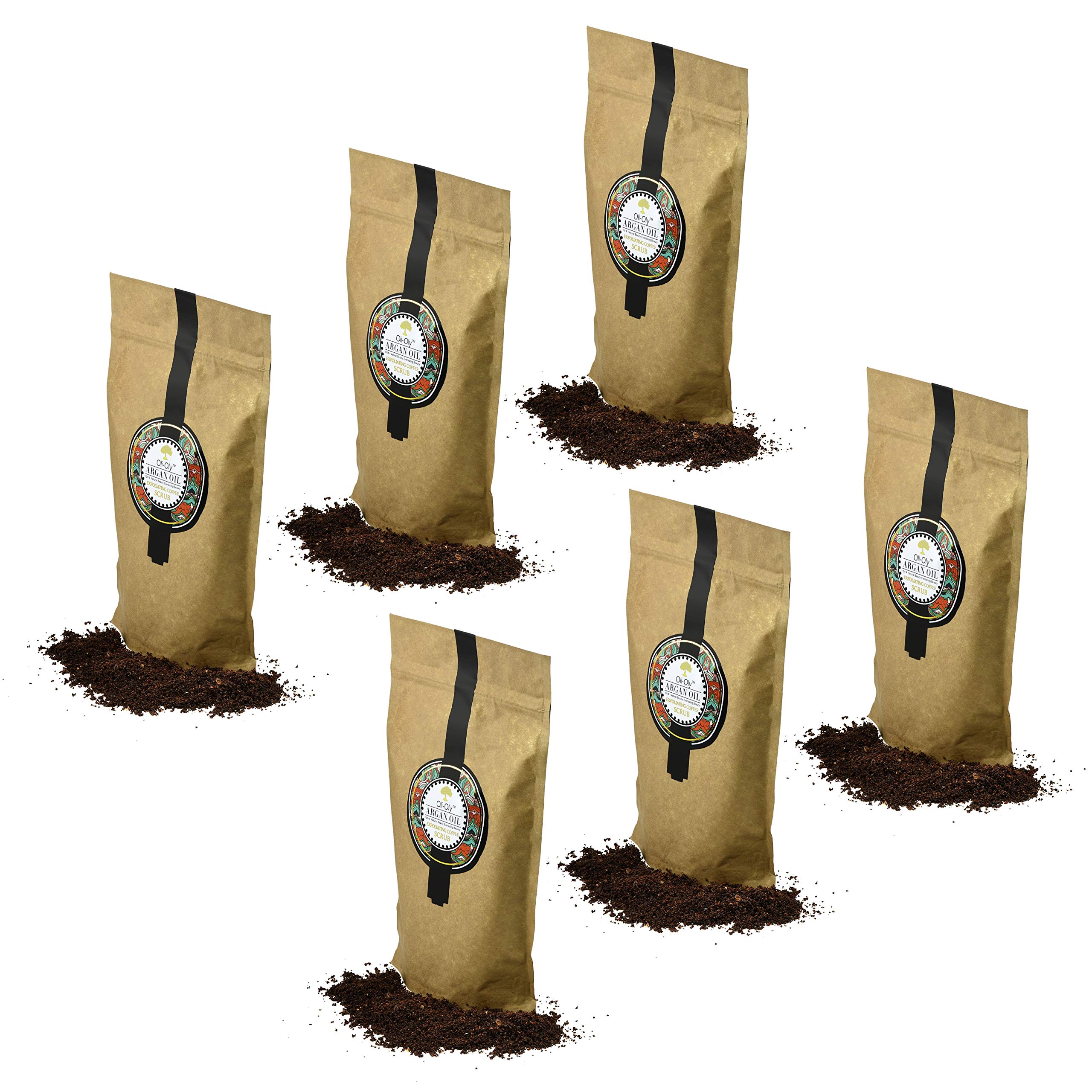 Oli-Oly Moroccan Argan Oil Coffee Scrub for Face & Body - Natural Exfoliator with Sweet Scent for All Skin Types | 600g | Perfect for Spa Day & At-Home Skincare Routine