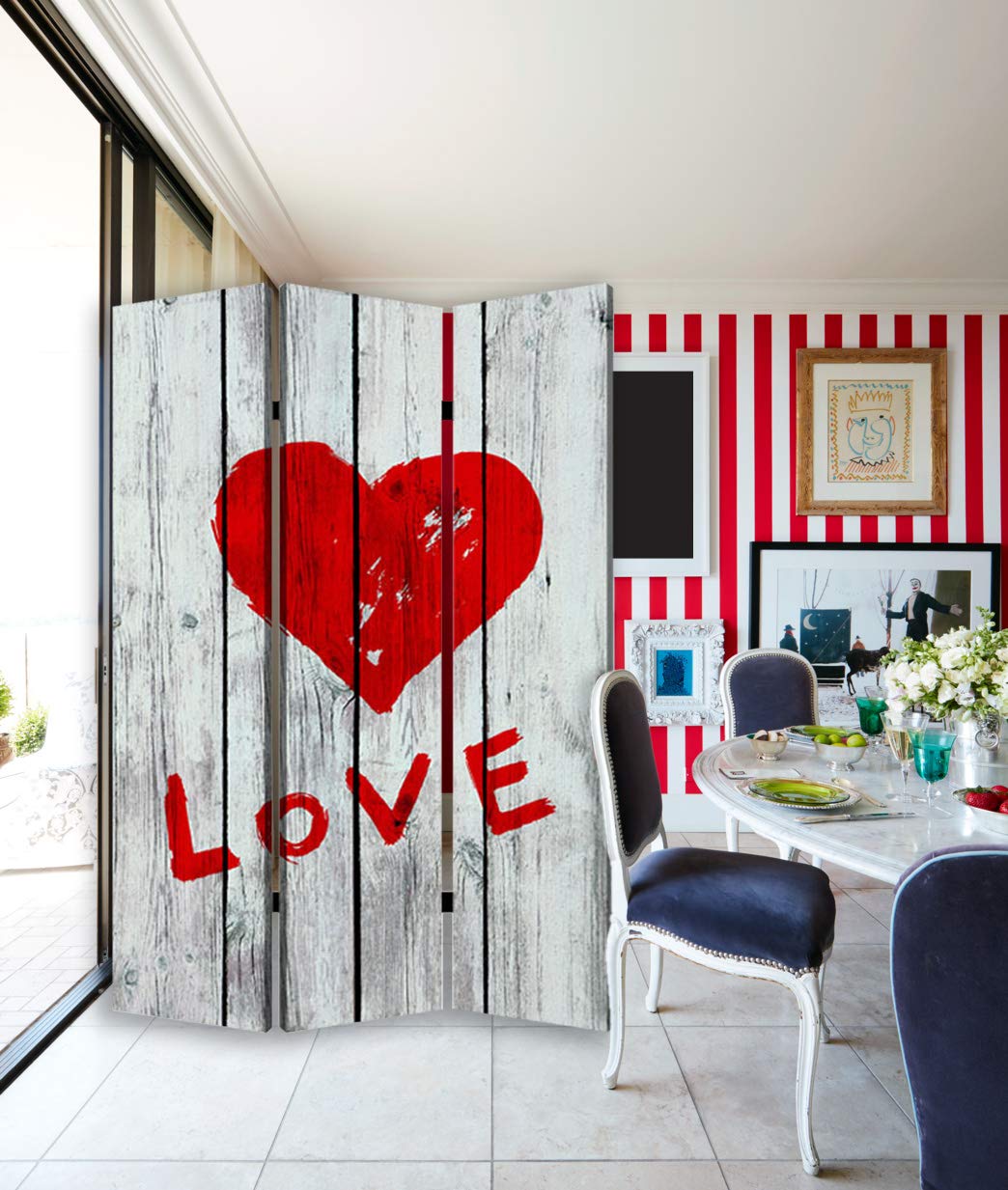 Valentine's Day Room Divider Screen - Decorative Folding Partition for Home, Office & Events | Perfect for Romantic Decor, Privacy & Space Division