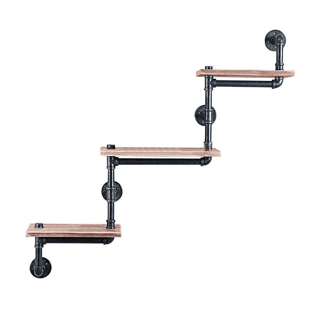 3-Tier Ladder Bookshelf - Wall Mounted Industrial Pipe Shelf for Bathroom, Living Room & Bedroom - Rustic Bookcase & Storage Shelves for Home Decor - Perfect for Organizing Books, Towels & Blankets