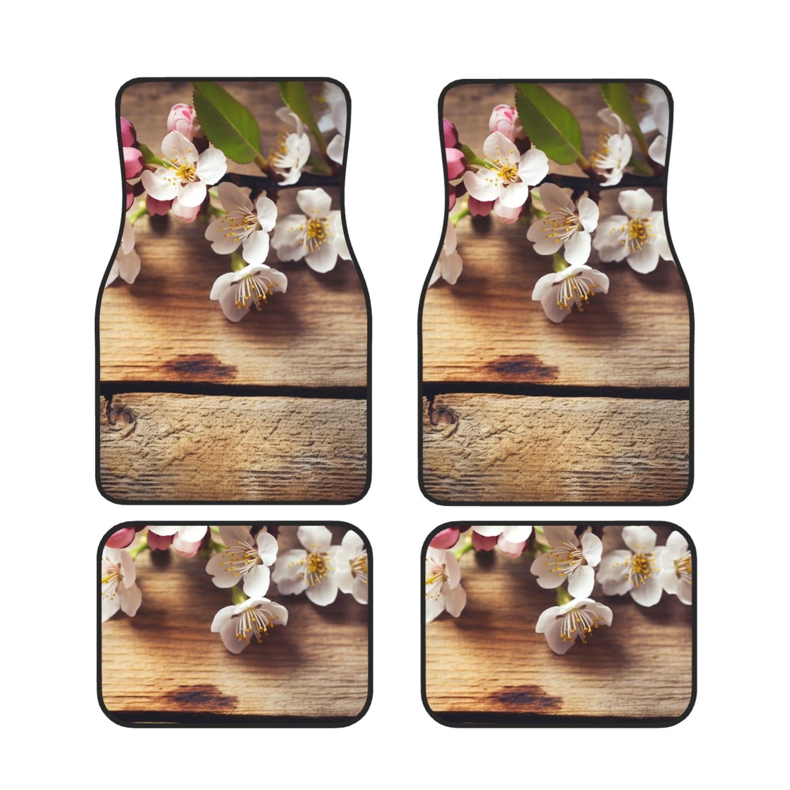 4-Piece Spring Blossom Carpet Floor Mats Set - Waterproof Universal Auto Mats with Heel Pad for Cars, Trucks, Vans & SUVs | Perfect for Home, Office & Vehicle Protection