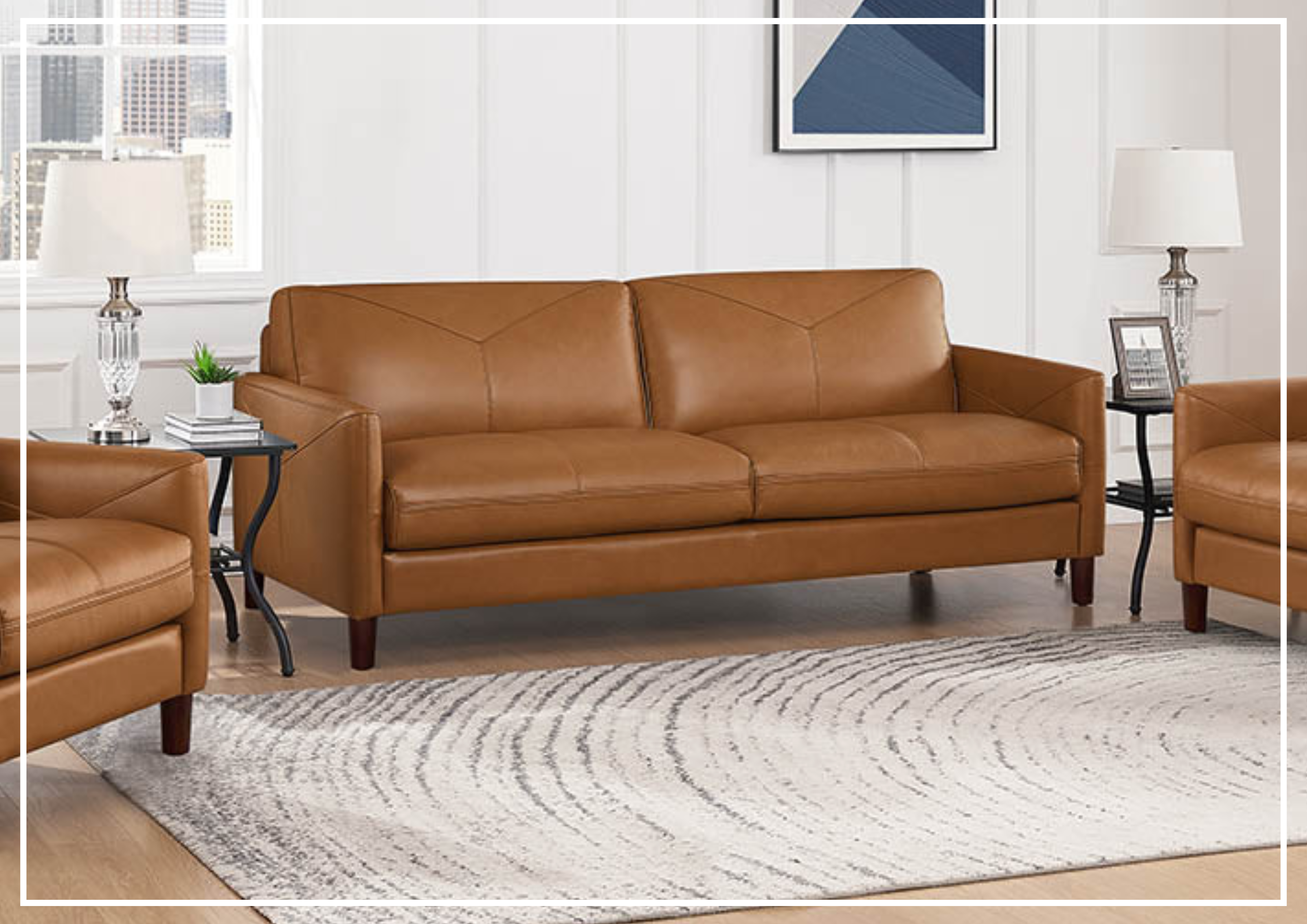 Premium Hydeline Yorkdale 3-Seater Leather Sofa - Top Grain Genuine Leather, Comfortable Stationary Couch for Living Room, Family Room & Office