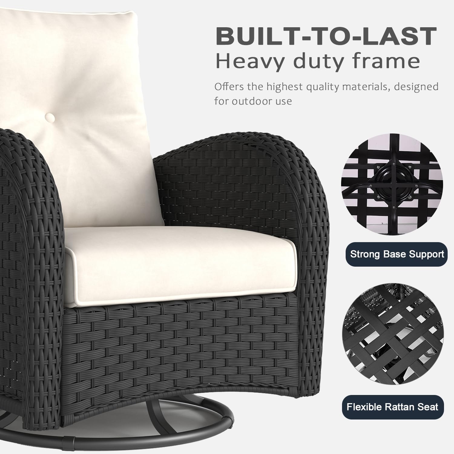LayinSun 10-Piece Outdoor Patio Furniture Set with Fire Pit Table - Rattan Wicker Sectional Sofa with Swivel Rocker Chairs - Perfect for Backyard, Garden, Poolside & Patio Relaxation