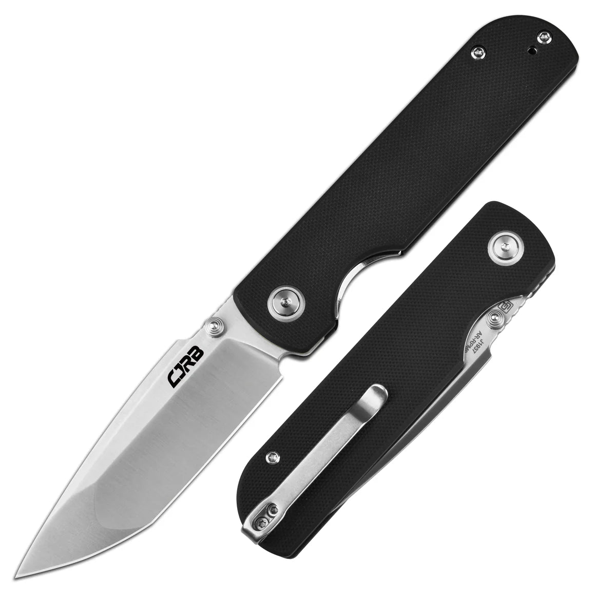 CJRB 1937BK Nova Liner Lock Folding Knife - Sand Polished Tanto Blade with Black G10 Handles - EDC, Outdoor, Camping & Survival Knife