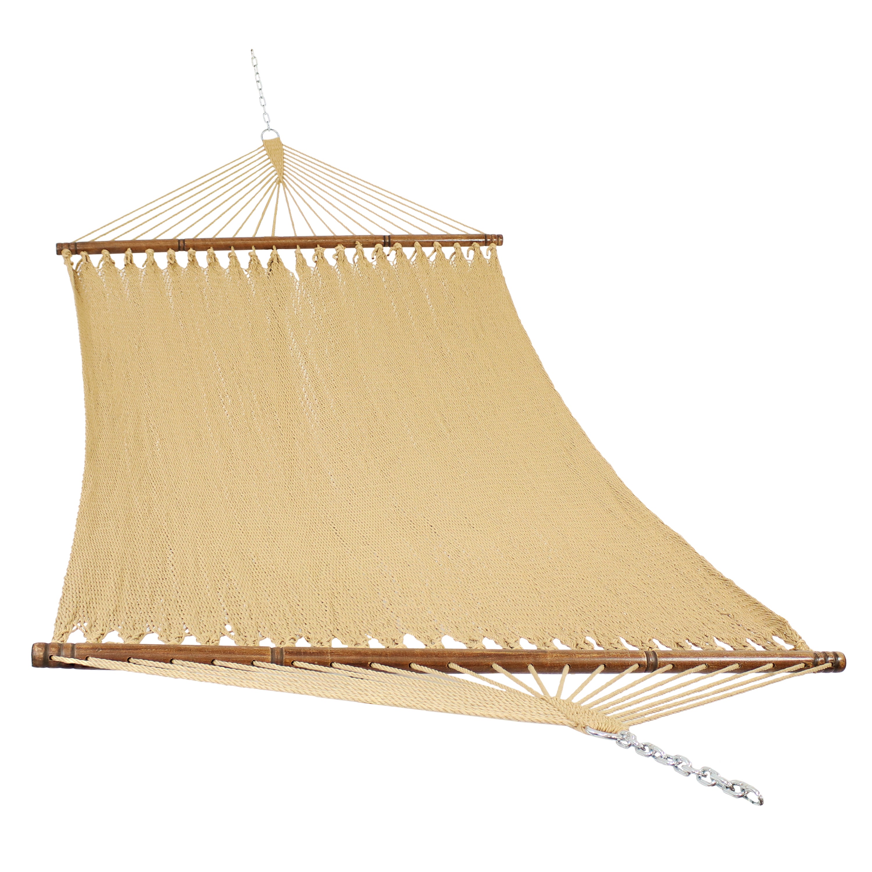 Sunnydaze Large 2-Person Polyester Rope Hammock with Spreader Bars - Durable Outdoor Hanging Bed for Backyard, Patio, Beach & Camping Relaxation