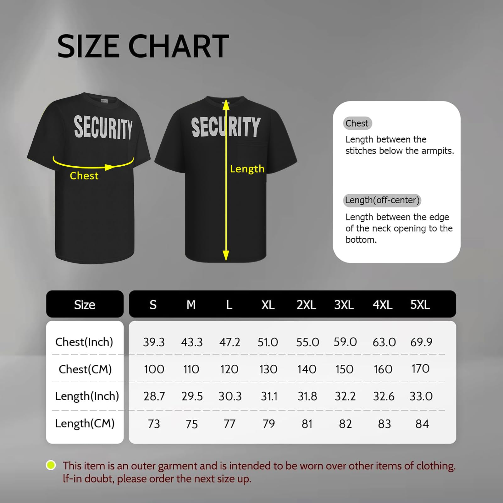 Men's Security Work Shirt - Front & Back Printed Safety T-Shirt for Security Guards, School & Supermarket Staff - High Visibility Workwear - ABDX-Black XXL - Perfect for Patrol Duty, Event Security & Retail Safety