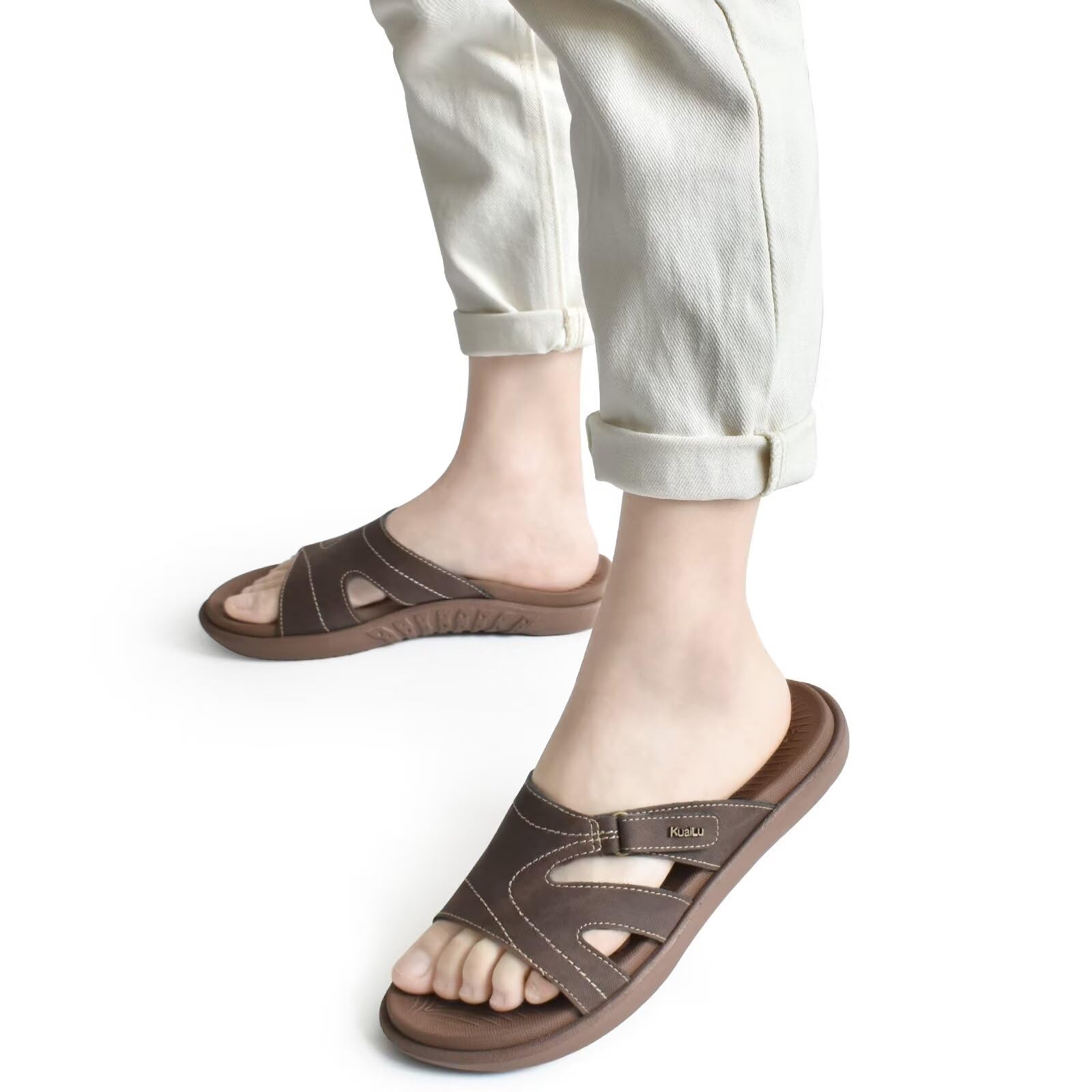 **KuaiLu Women's Orthotic Slides - Lightweight Athletic Sandals with Arch Support for Plantar Fasciitis - Yoga, Gym & Home Comfort Slippers**