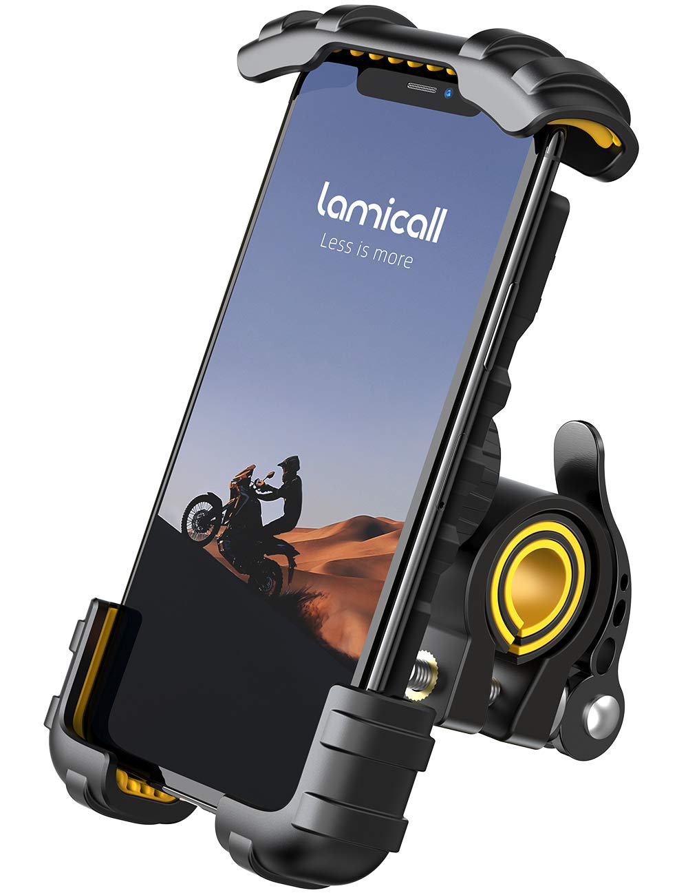 Lamicall 360° Rotating Bike Phone Mount & Motorcycle Phone Holder - Universal Handlebar Phone Stand for iPhone 16/15/14/13/12 Pro Max/Plus/Mini/XS/XR/X/8, Samsung, Huawei (4.7-6.8 Inch) - Yellow | Perfect for Cycling, Motorcycling & Outdoor Adventures