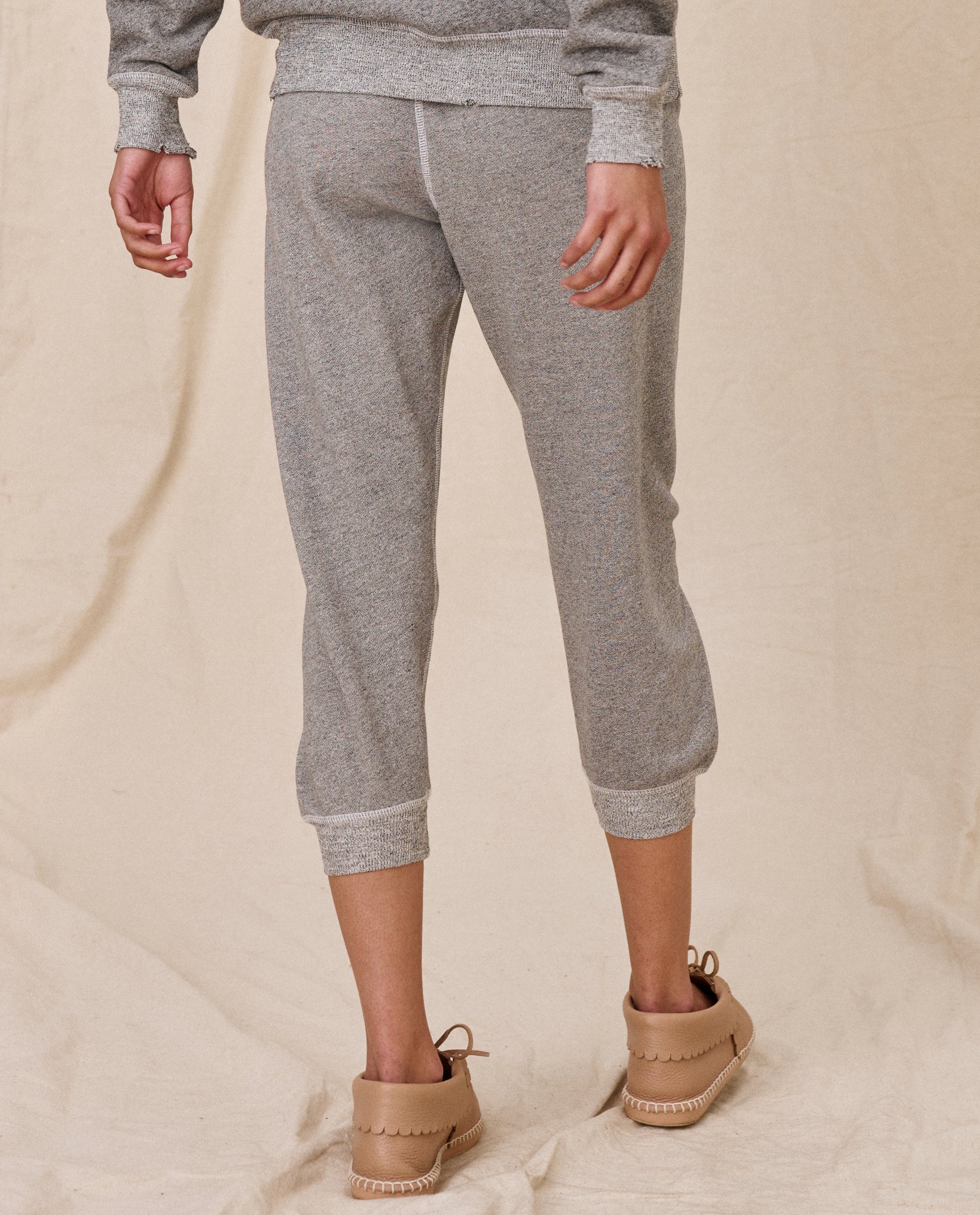 Cropped Sweatpants for Women - Soft Solid Varsity Grey Joggers | Lounge, Yoga, Workout & Casual Wear