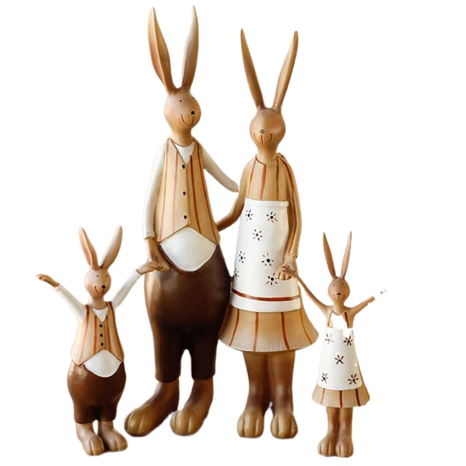 NC Home Decor Rabbit Family of 4 - Cute American Style Living Room TV Cabinet Decor - Unique Wedding Gift Idea for Couples - Perfect for Housewarming, Anniversary & Nursery Decor