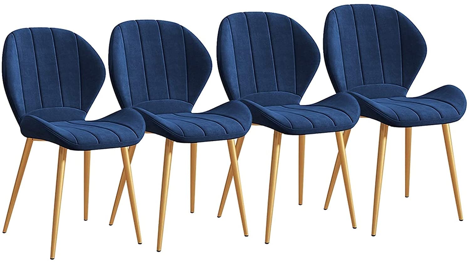 4-Piece Velvet Upholstered Dining Chairs Set with Metal Legs - Modern Kitchen & Office Furniture in Blue | Perfect for Dining Rooms, Breakfast Nooks & Home Offices