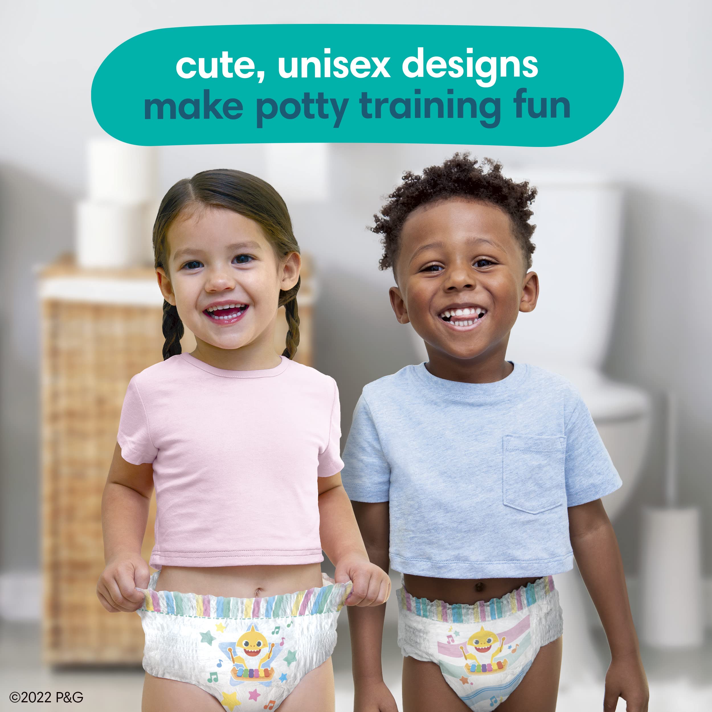 Pampers Training Pants Size 4T-5T (80 Count) - Baby Shark Premium Hypoallergenic Potty Underwear for Toddlers | Soft, Leak-Proof & Gentle on Skin | Perfect for Daytime Potty Training & Overnight Protection