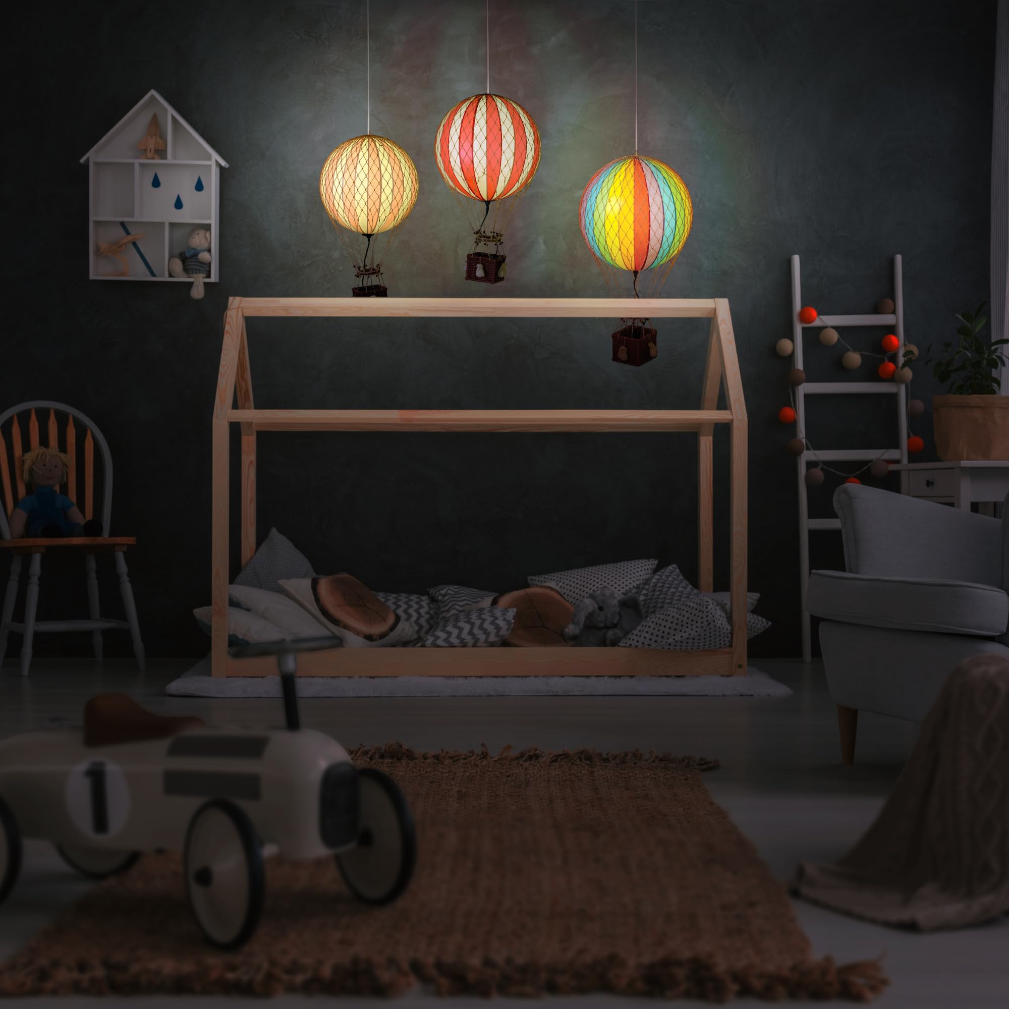 Authentic LED Hot Air Balloon Lanterns - Remote Control Magical Night Lights for Home Decor, Parties & Romantic Evenings | Jules Verne Inspired Rainbow Light Decor | Perfect for Bedrooms, Weddings & Outdoor Gatherings