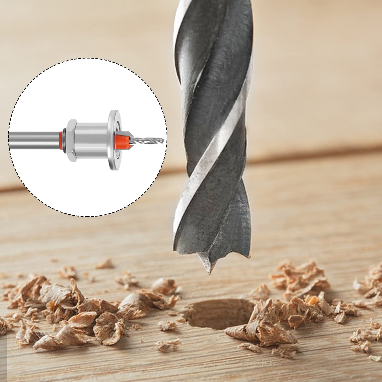 5PCS Carbide Tipped 90° Countersink Drill Bits with Adjustable Depth Stop - High Speed Steel Round Shank for Woodworking, Metal, Plastic - Perfect for Counterboring, Chamfering & Deburring Applications