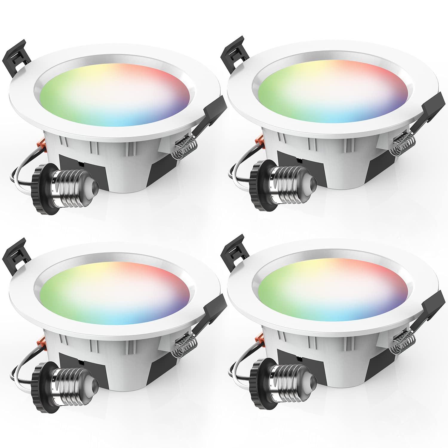 Smart Retrofit LED Recessed Light Kit - MagicLight 5-in-1 RGBCW 6 Inch 15W Bluetooth Wireless Control Smart Ceiling Lights (4 Pack) - Perfect for Home, Bedroom, Kitchen & Office Lighting