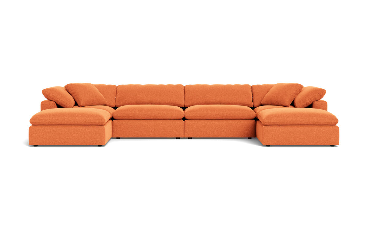 Fluffy 4-Piece Sectional Sofa with Double Ottoman - Luxurious Comfort for Living Room, Family Room or Home Theater