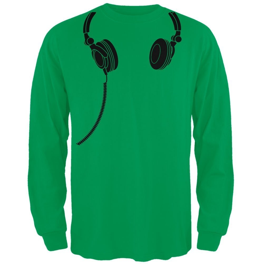Old Glory Headphones Green Adult Long Sleeve T-Shirt - Patriotic American Flag Graphic Tee for Men & Women - Perfect for Concerts, Workouts & Casual Wear