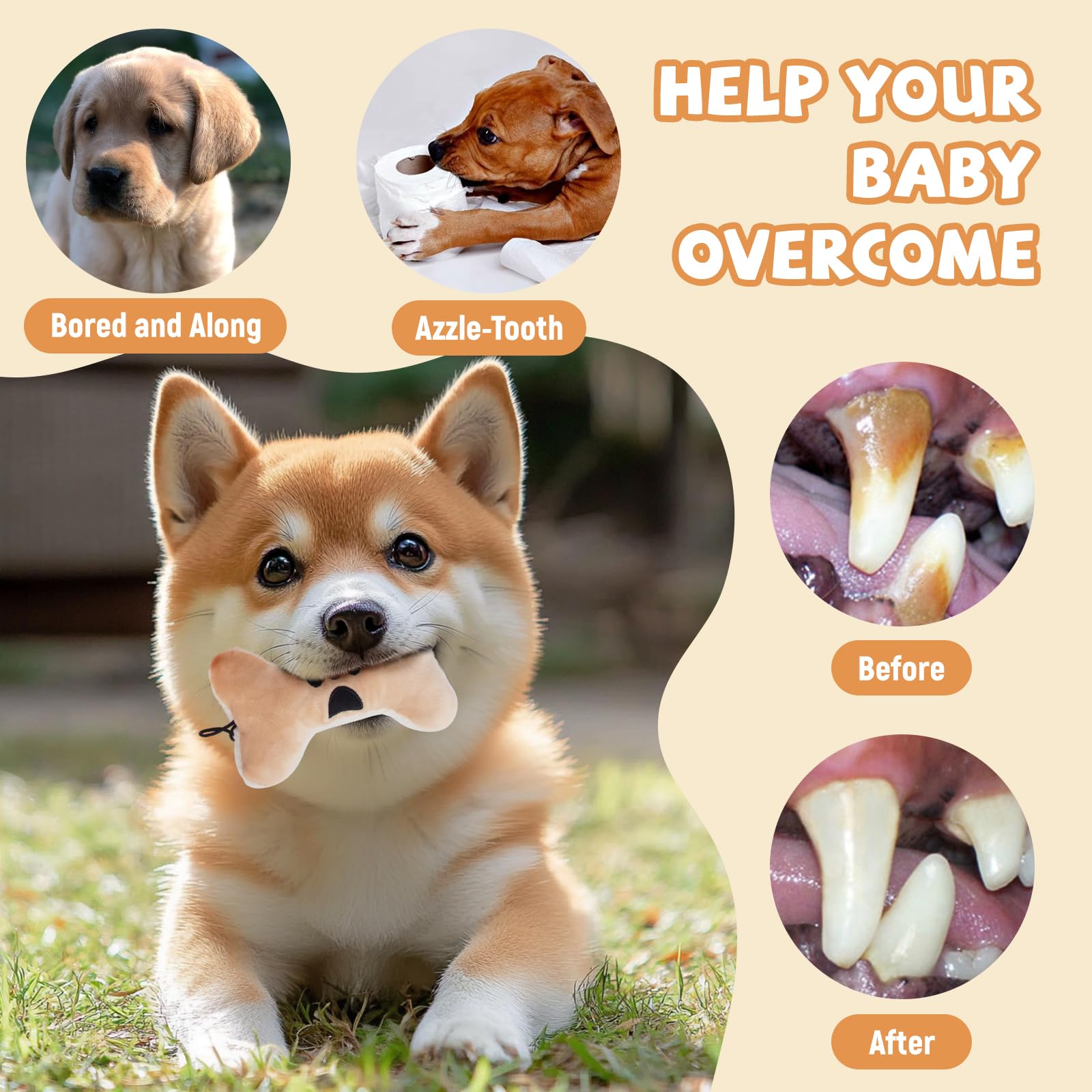 Durable Squeaky Dog Chew Toys for Puppies - No Stuffing Plush for Small to Large Breeds - Perfect for Teething & Playtime