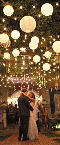 14 Inch Beige/Ivory Round Paper Lanterns - Bulk Pack of 50 | Even Ribbing Hanging Decorations for Weddings, Parties & Home Decor | PaperLanternStore.com