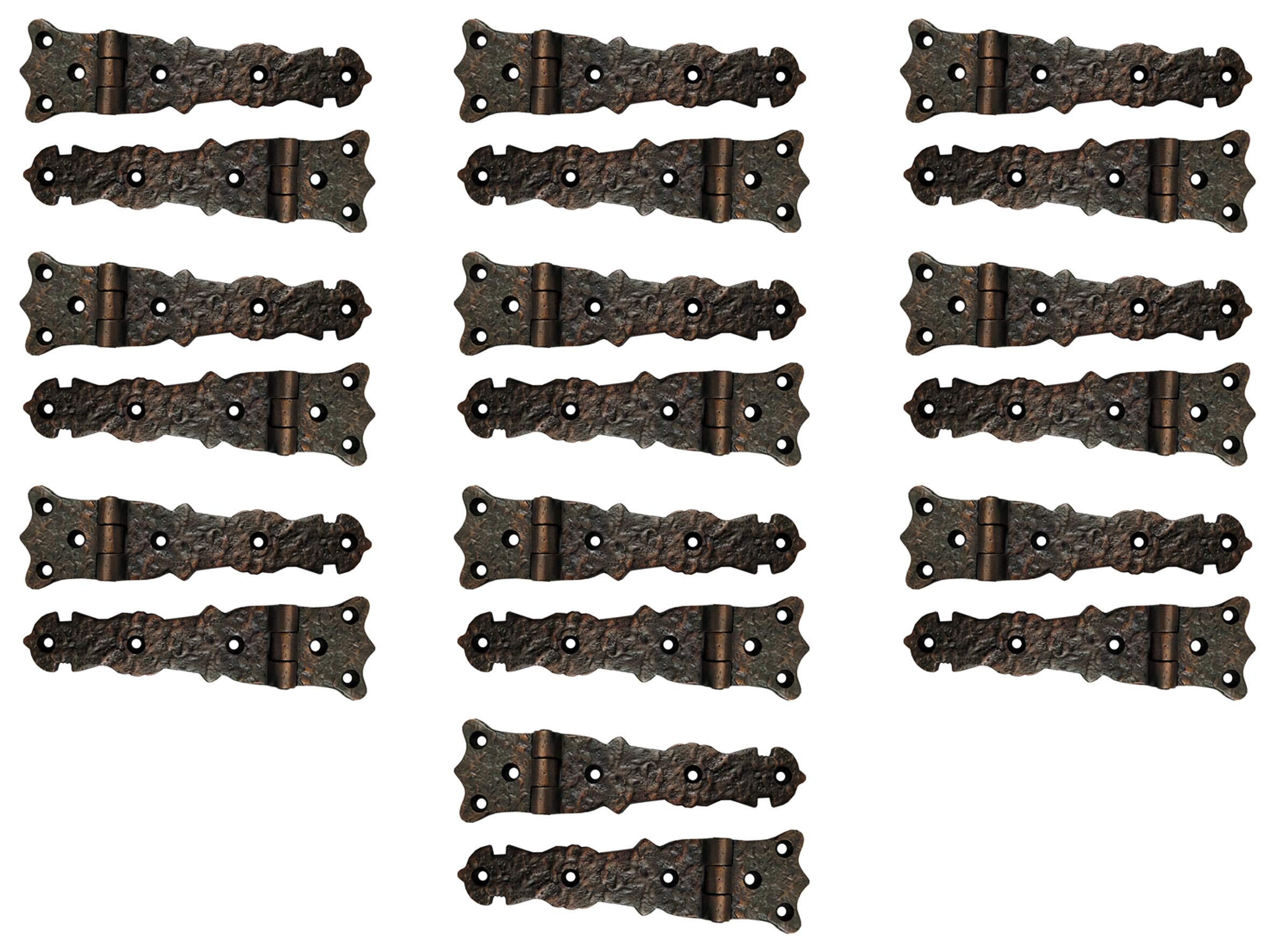 Adonai Hardware Abez Antique Cast Iron Cabinet Hinges - 5.6 Inch Oil Rubbed Bronze - 20 Pack for Kitchen Cabinets, Wardrobes & Furniture - Durable & Stylish Hardware Solution