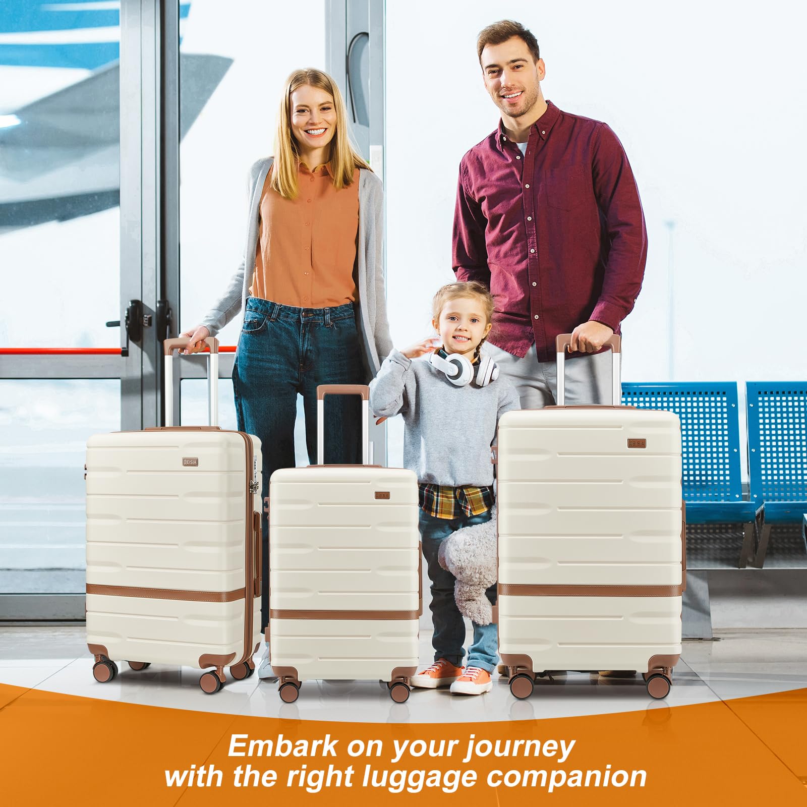 5-Piece Lightweight Hard Shell Luggage Set with Spinner Wheels - Durable PC+ABS Material Suitcases for Family Travel & Vacation (Navy Blue) | Perfect for Airplane Carry-On, Road Trips & Business Travel