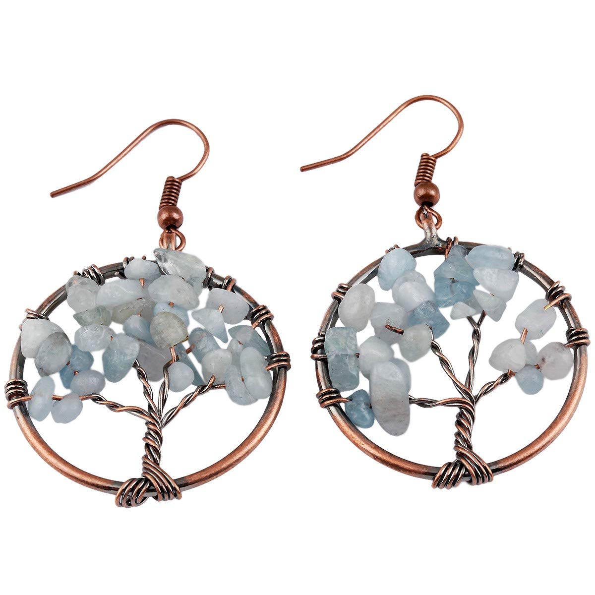Nupuyai Crystal Dangle Earrings for Women - Natural Tumbled Stone Hook Earrings, Boho Chic Jewelry for Party, Wedding & Everyday Wear