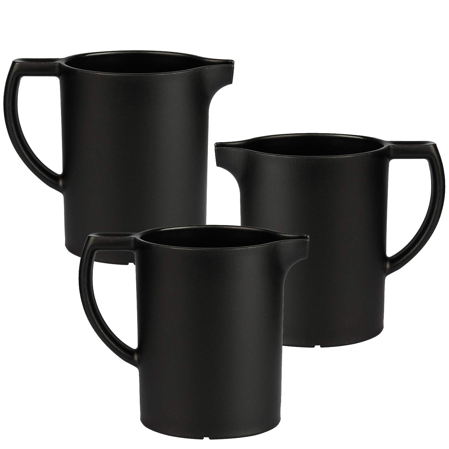 Harfield Black Small 200ml Custard Milk Gravy Cream Jug - Pack of 3 Reusable BPA-Free Plastic Pitchers for Coffee, Tea, and Dessert Serving at Home or Restaurant