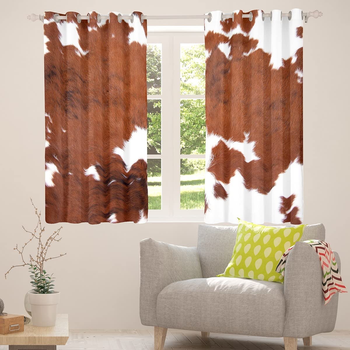 Brown Cowhide Print Curtains 52